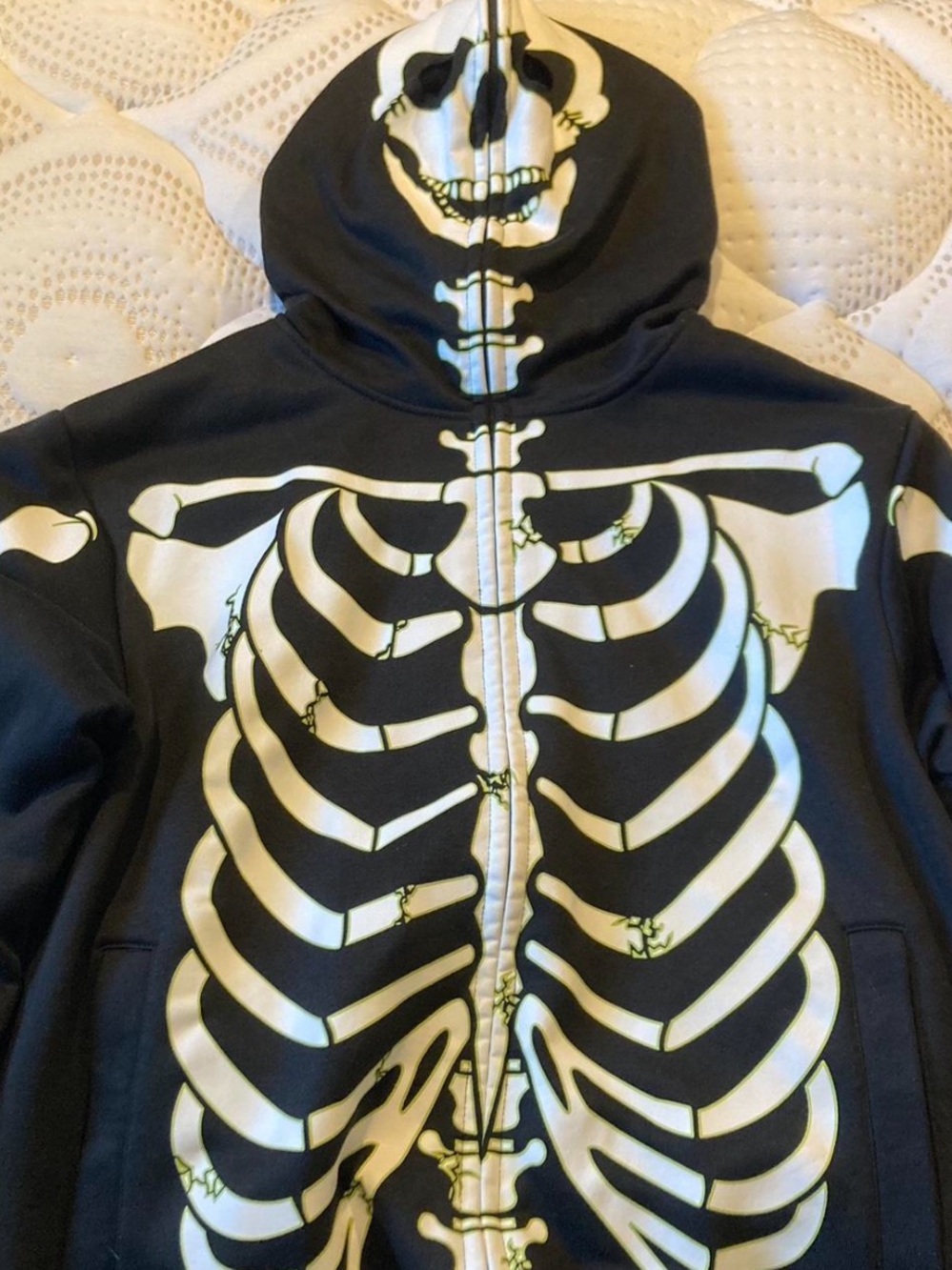 Black Glow In The Dark Skeleton Zip-Up Hoodie Jacket